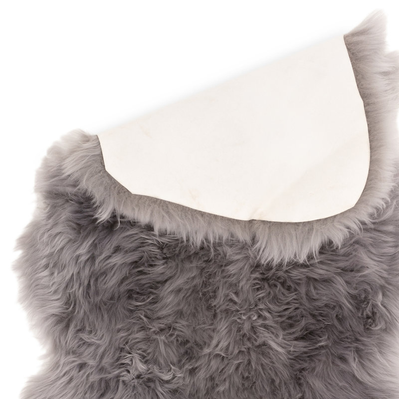 Grady Solid Grey Sheepskin Rug, Novelty 60 x 90cm