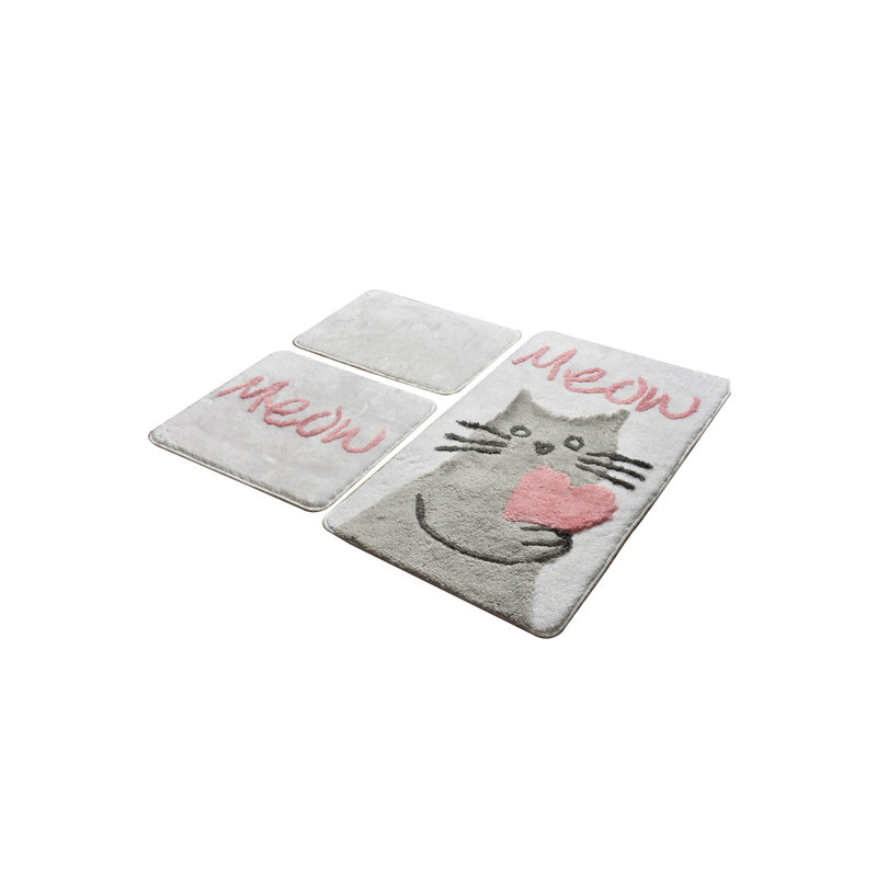 Ensemble de tapis de bain en acrylique de qualité supérieure (3 pièces), antibactérien, antidérapant, fait à la main | 15,7 x 23,6 po, 19,7 x 23,6 po, 23,6 x 39,4 po | 100% acrylique, 1450 g / m² | Lavable à la machine à 30 ° C, parfait pour les salles de bain élégantes