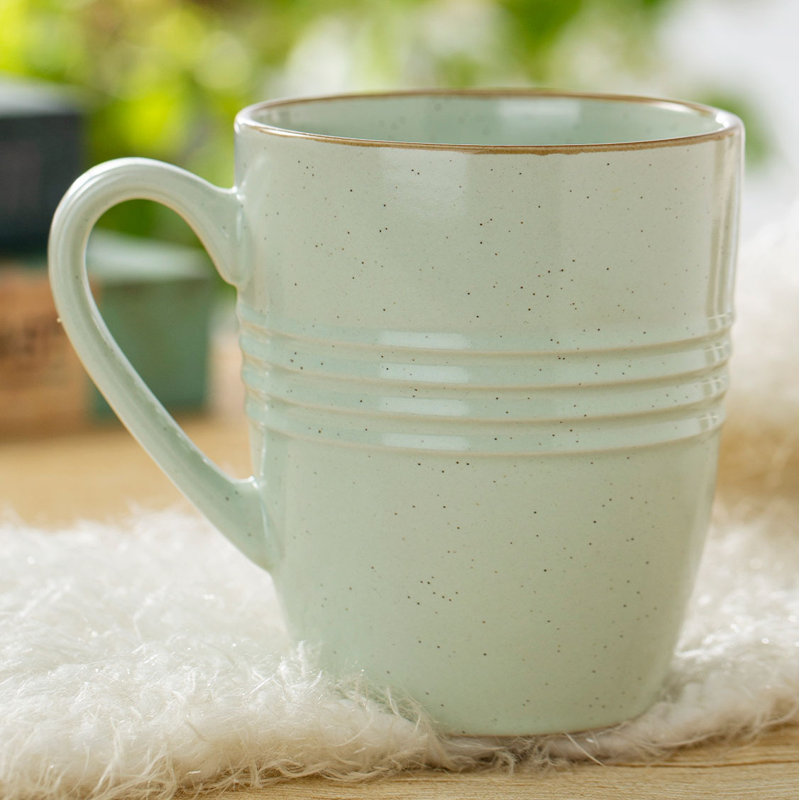 Ensemble de 4 tasses à thé en grès et tasses à café, Light Green