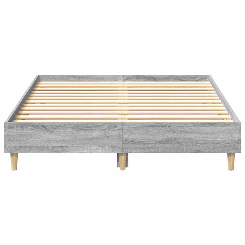Bed Frame No Mattress Engineered Wood, 143 x 193cm, Grey Sonoma