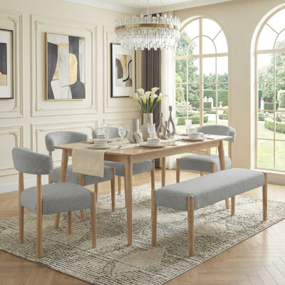 5-Piece Upholstered Side Dining Chair & Bench