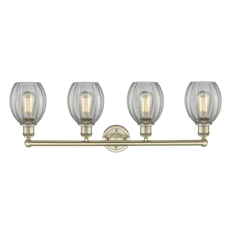 Bolduc 4 - Light Dimmable Vanity Light, Clear, Antique Brass