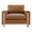 Fauteuil club en cuir véritable 43,3 po Adika avec garniture en bois