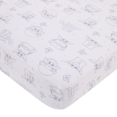 NoJo Star Wars Grogu Cutest in the Galaxy Cream and White Nursery Fitted Crib Sheet