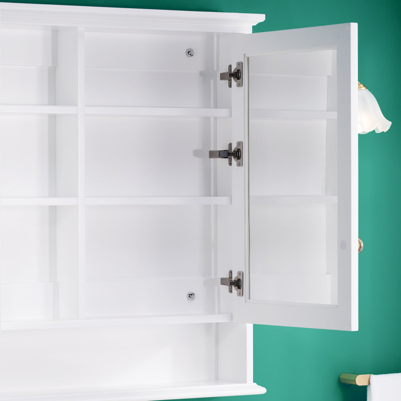 Medicine cabinet with solid wood frame and 36" x 34" mirror