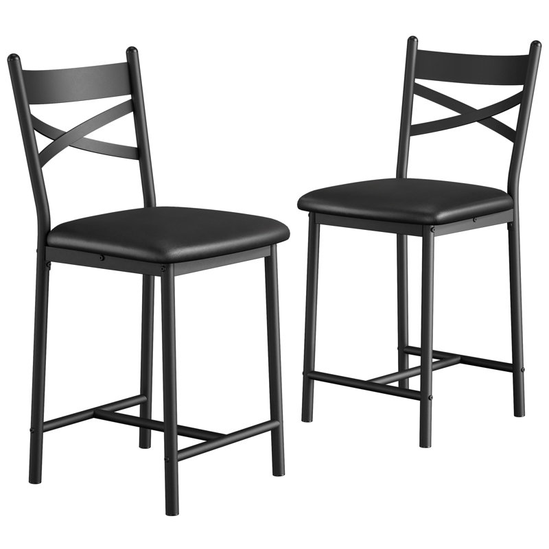  Ensemble de tabourets de bar, tabouret de bar à hauteur de comptoir moderne avec dossier haut et repose-pieds en métal, tabourets de bar rembourrés à large siège