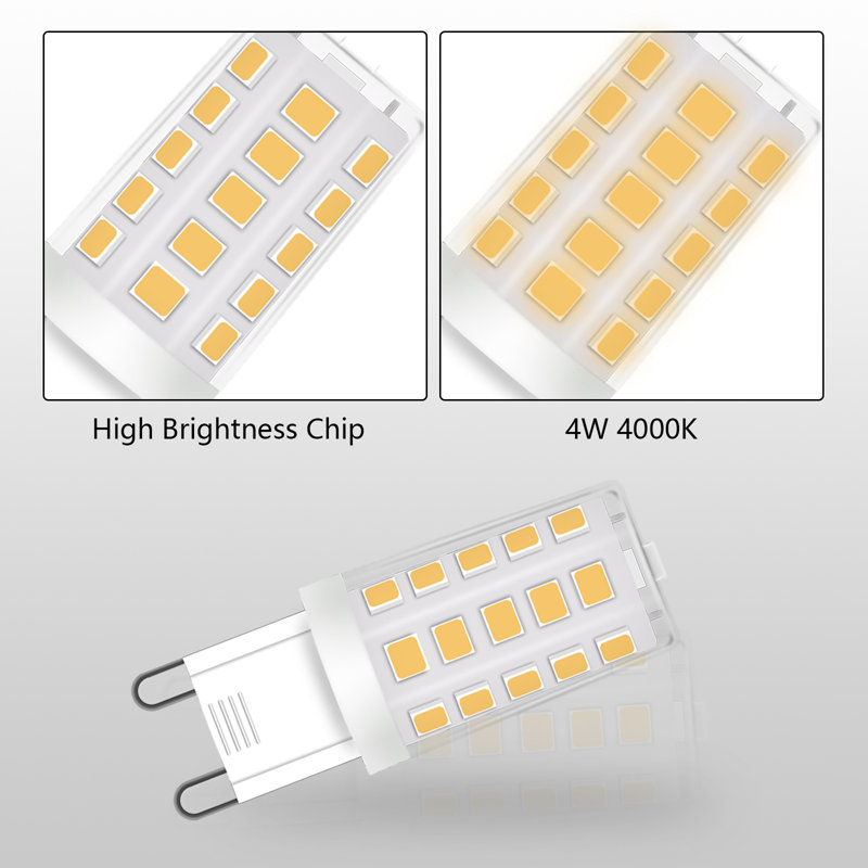 3,2 watts (équivalent à 30 watts), ampoule DEL G9, à intensité variable, blanc froid G9 / base à deux broches, 4000 Kelvins