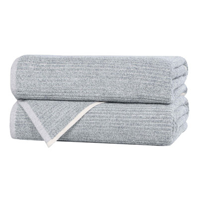 Ensemble de serviettes de bain en mélange de coton et viscose Blue Nile Mills - motif texturé côtelé - séchage rapide