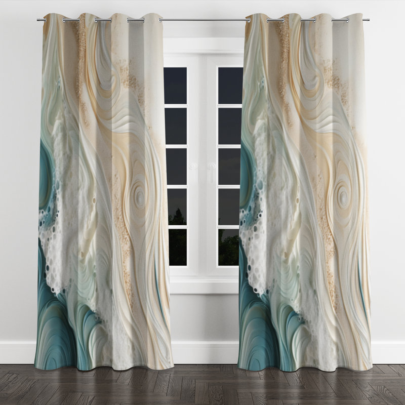 Ayanle - Beach Sand Grommet Curtain - Velvet Room Darkening - 1 panel, 52" W x 108" L, Silver Grommets