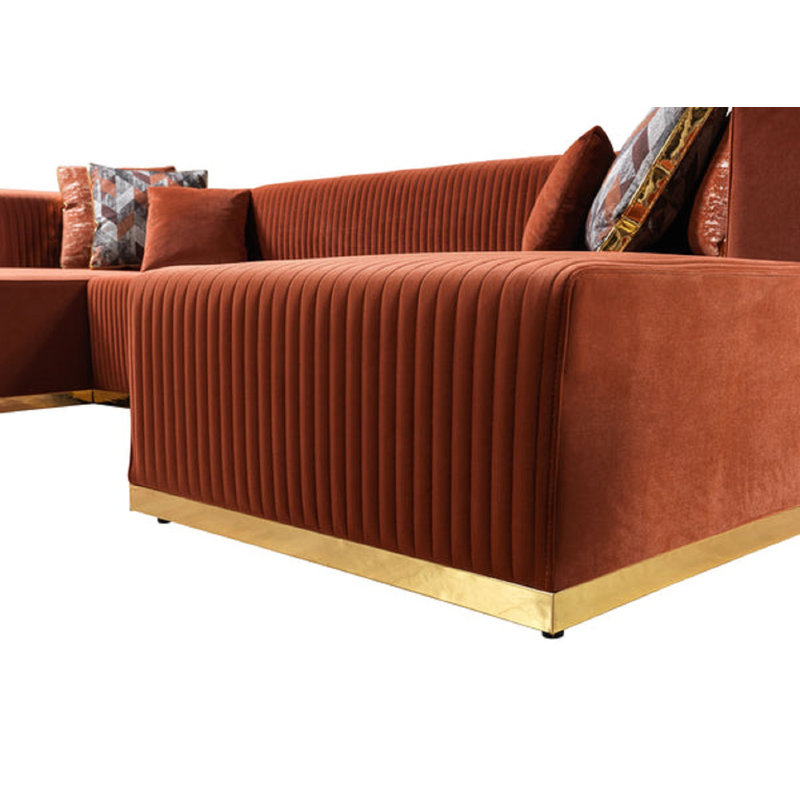 Canapé modulaire en velours 4 pièces Juliana, Velours orange