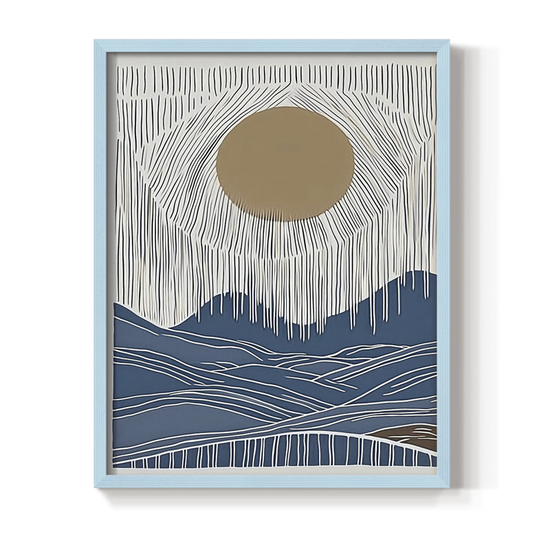 Impression abstraite encadrée DVI - prête à être suspendue - fabriquée aux États-Unis, Bleu, H 29 po x l 23 po