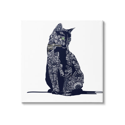 Au-846-Canvas " Fractal Patterned Black Cat " by Emily Kalina
