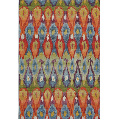 Tapis bleu intérieur / extérieur Newt Ikat