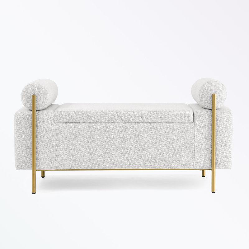 Ailsa Velvet Upholstered Storage Bench, White