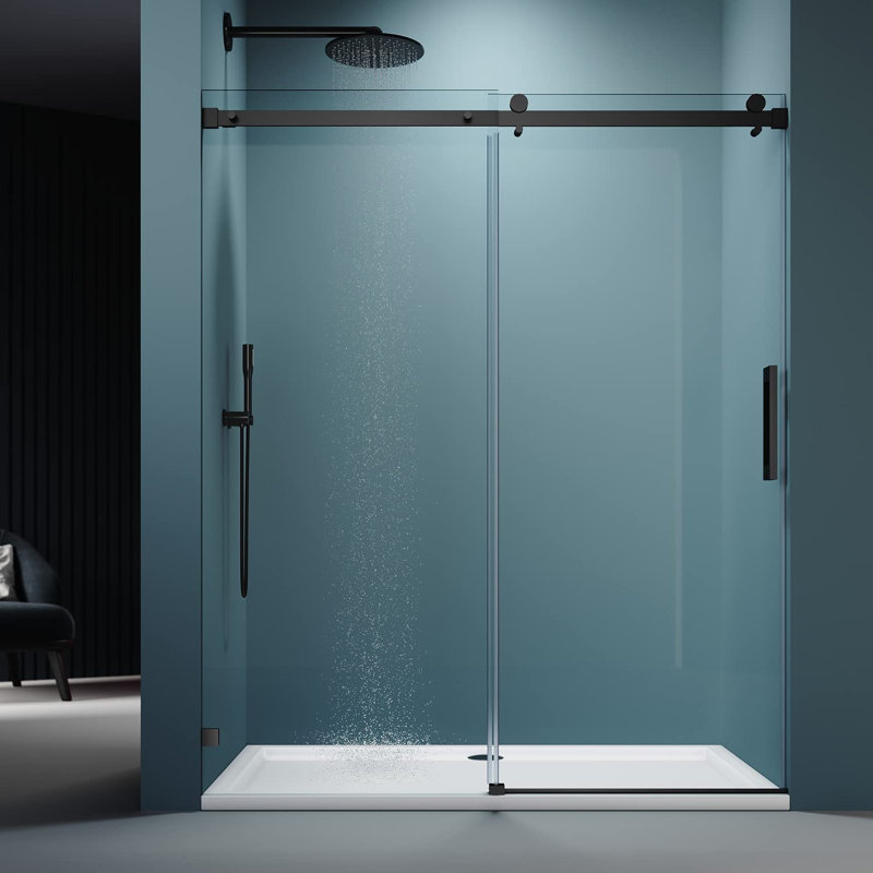 58" - 60" W x 72" H Door Opening Frameless Shower Door, Black