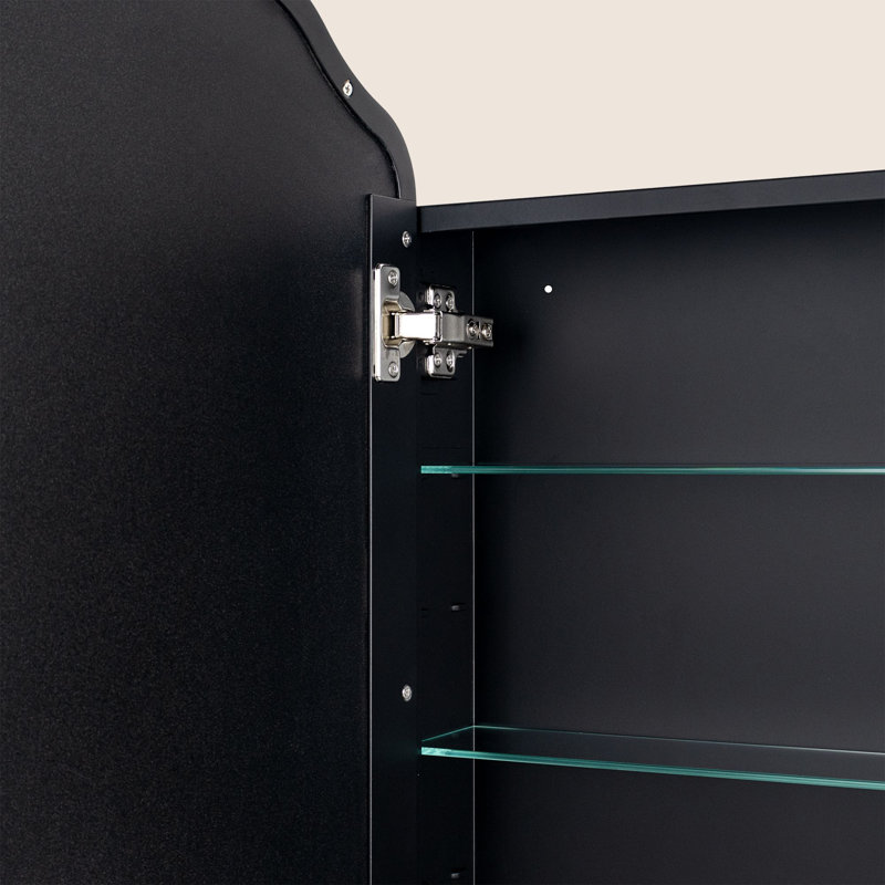 Armoire de salle de bain encastrée avec miroir noir mat avec 2 tablettes réglables 18 po x 29 po Osterhus