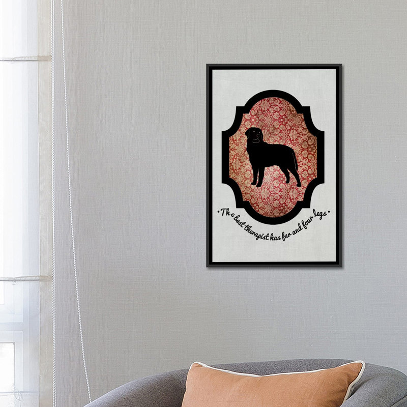 «Rottweiler I» par 5collectif, impression sur toile tendue, H 26 po x l 18 po x P 1,5 po, Toile avec cadre noir, Pas de tapis