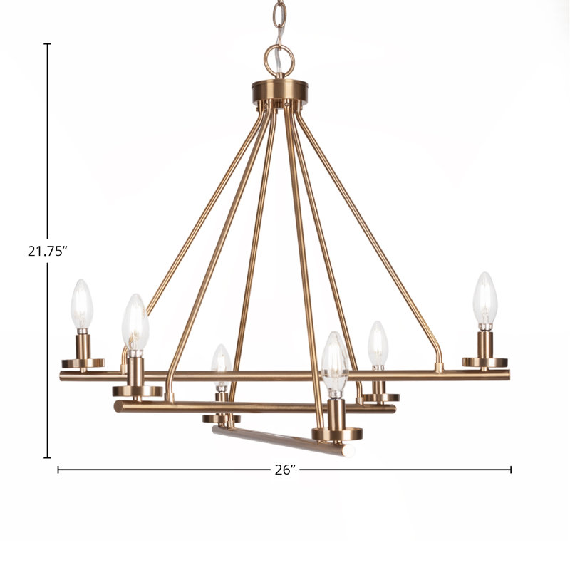 Trinity 6 Light Uplight Chandelier, New Age Brass