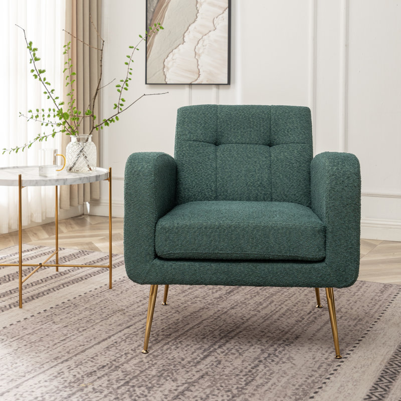 Floriana Upholstered Armchair, Green Boucle