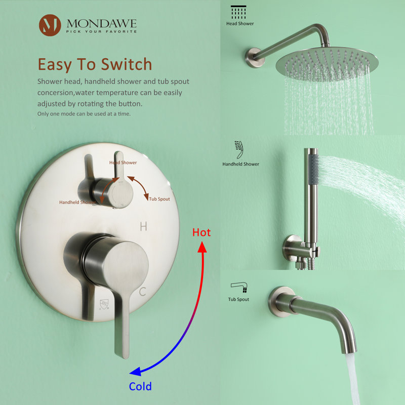 Calder Complete Shower System with Rough in-Valve, Brush Nickel