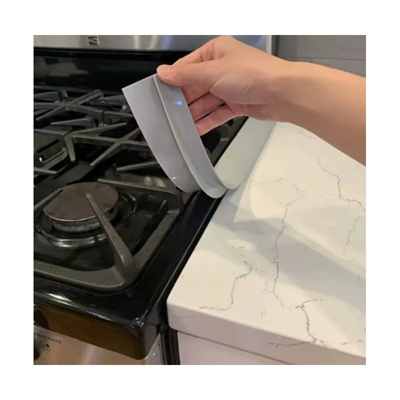Silicone Stove Counter Gap Cover Kitchen Counter Gap Filler Transparent 21" Long Gap Filler Sealing Spills between Kitchen Appliances Washing Machine and Stovetop, Set of 2 (Grey)