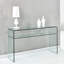 Console en verre, console en verre trempé transparent avec bureaux à bords arrondis, table de canapé