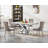Modern 68.11" Faux Marble Dining Table Set , White Marble Dining Table with Velvet Dining Chairs, Dining Room Table and Chairs Set, Luxury Dining Table Set for Kitchen Dining-975803910-975803929-975803928