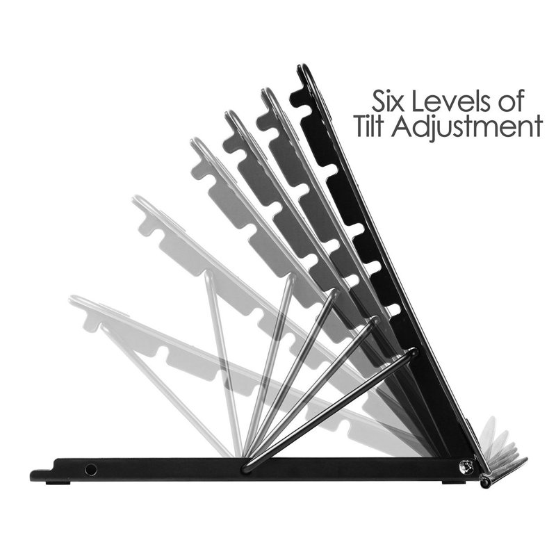 Black Aluminum Mesh Adjustable Desktop Stand for Laptop and Tablet