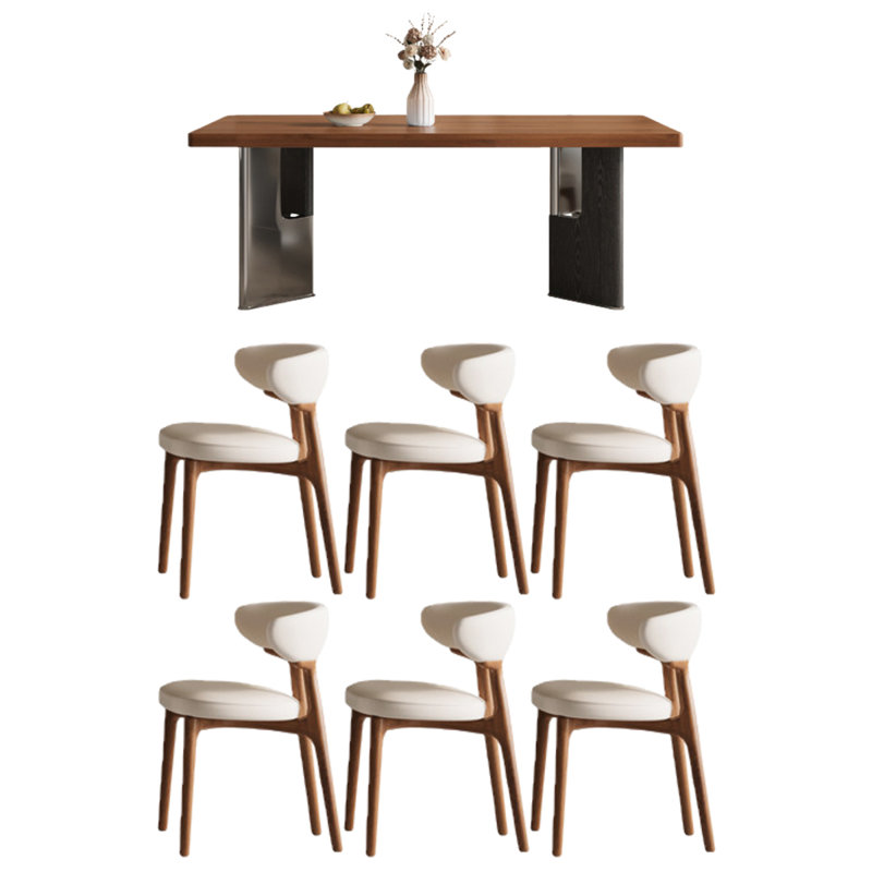 Table de salle à manger rectangulaire, 7 pièces : table, 6 chaises, H 29,53 po x l 62,99 po x P 31,5 po
