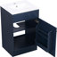 Meuble-lavabo bleu de 20 po avec lavabo en céramique, charnières antirouille, protection contre le débordement et tiroir de rangement de 20 po avec robinet à un trou peint lisse, trop-plein en métal, mécanisme à fermeture en douceur