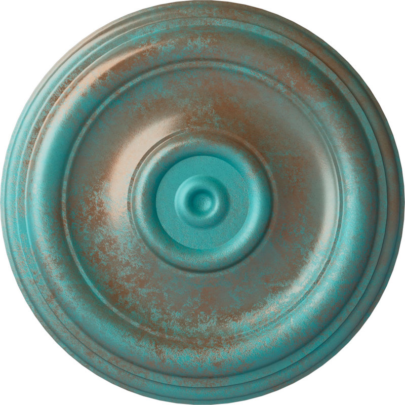 Médaillon de plafond traditionnel H 12 po x l 12 po x P 1 po, Cuivre patiné de vert