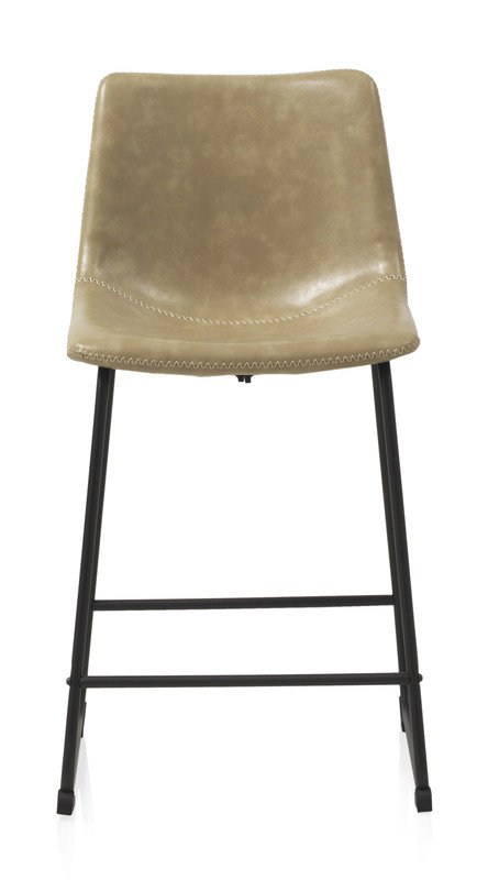 Upholstered Counter Stool with Metal Frame, Khaki