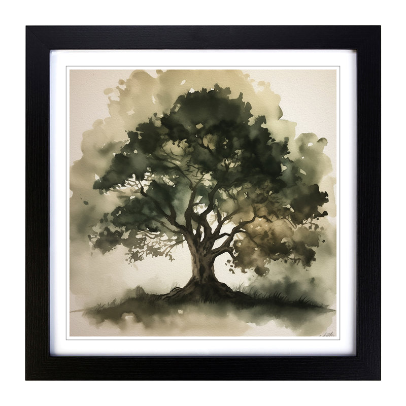 Tree Ink Wash No.1 - Framed Print, Black