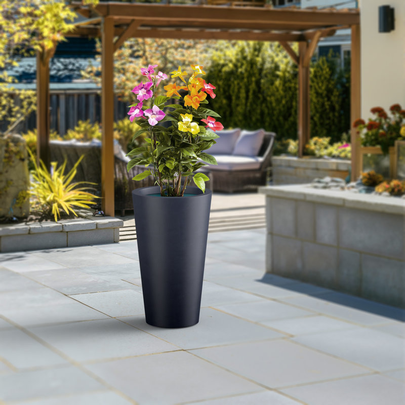 12 In. (Premium Inner) Concrete Round Planter / Pot With Drainage Holes, Granite Gray(Premium Inner)