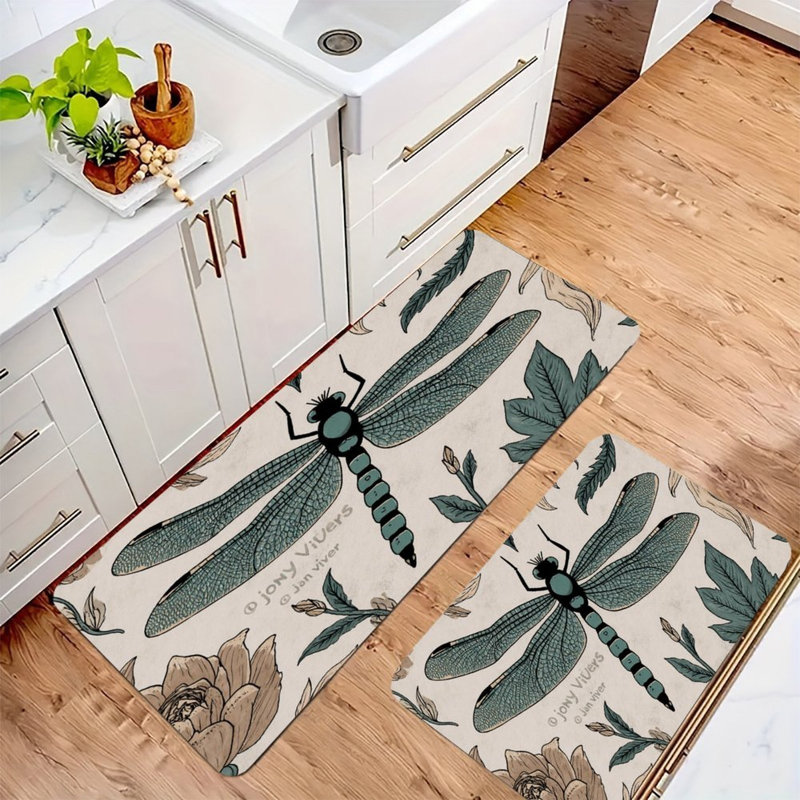 Ensemble de 2 tapis de cuisine libellules et botaniques, Libellule / Botanique