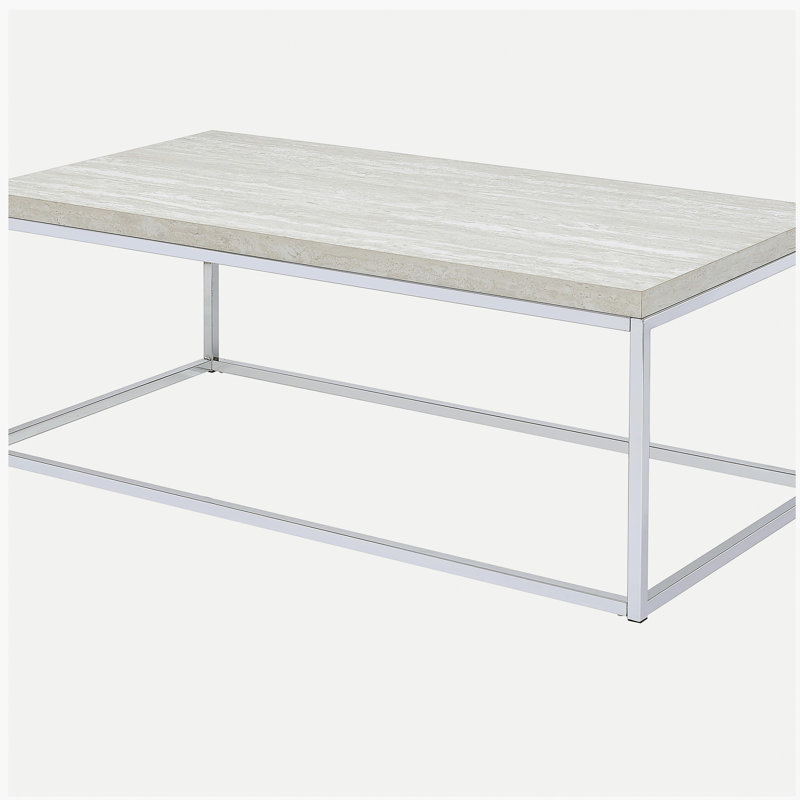 Light Oak and Chrome Coffee Table with Open Base