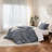 Solayne 100% Washed Cotton Duvet Cover Set with Faux Hemp Texture, Solid Color, Zipper Closure and Corner Ties-111685179-111685167