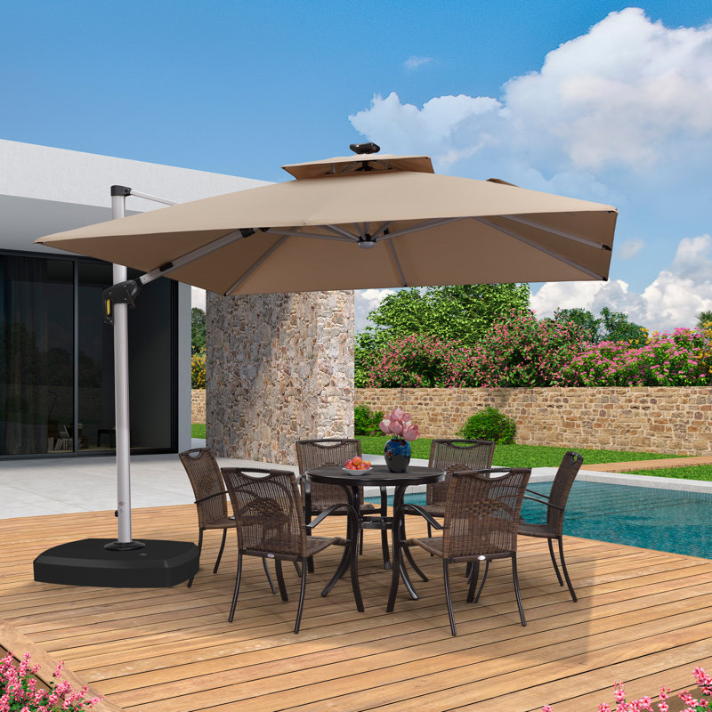 Parasol carré à DEL 120 po, Beige
