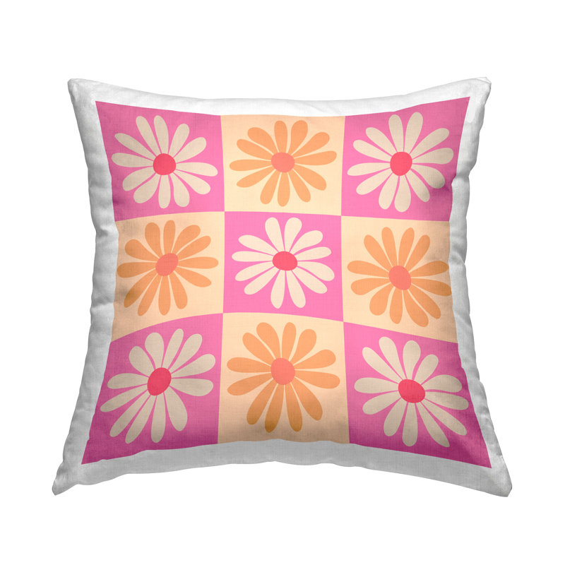 Coussin Victorian, H 18 po x l 18 po, Rose à carreaux / floral, Carrée