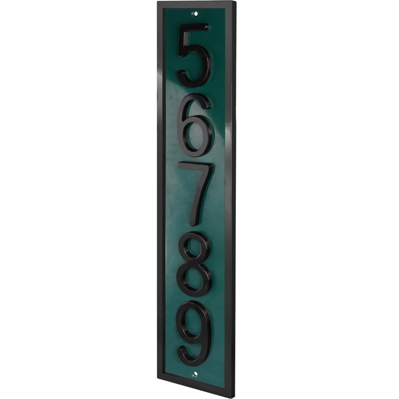 Plaque d'adresse verticale encadrée en aluminium Royal Shade - numéros de maison personnalisés à 3/4 chiffres pour des espaces intérieurs et extérieurs élégants