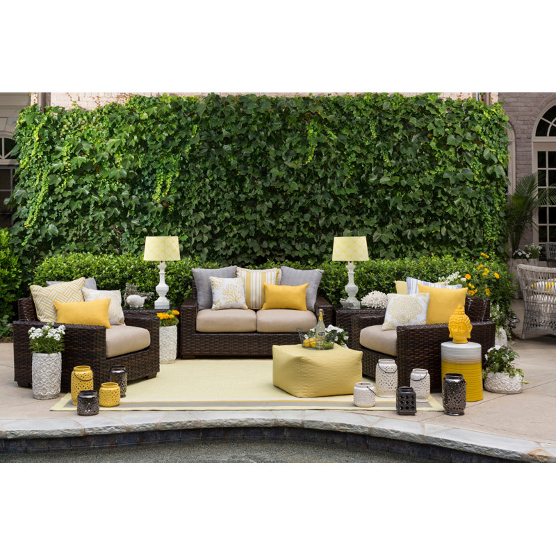 Ayjay Geometric Outdoor Throw Pillow, 20" H x 20" W, Gold