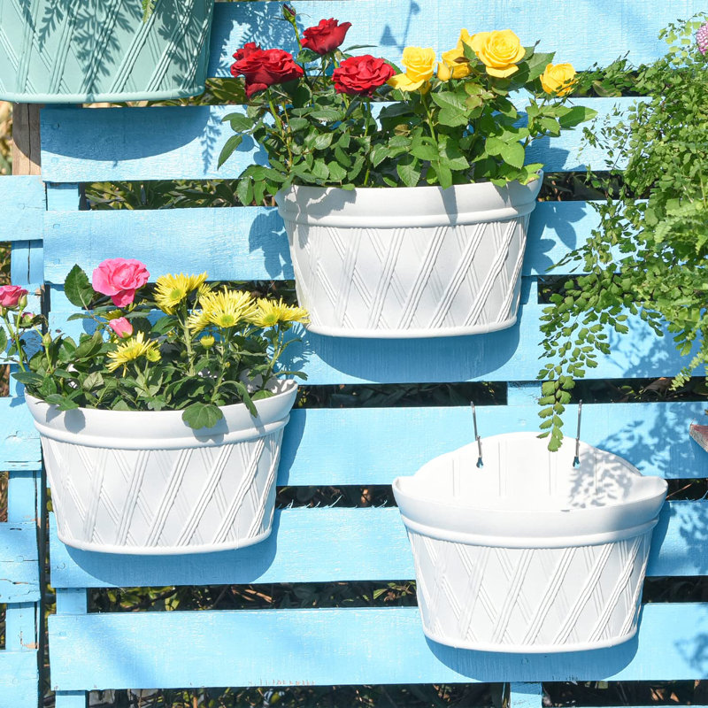 Pot de fleurs mural en plastique, Gris blanc