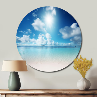 Sand And Blue Caribbean Sea II - Beach Round Metal Art -  Design Art, MT101958-C23