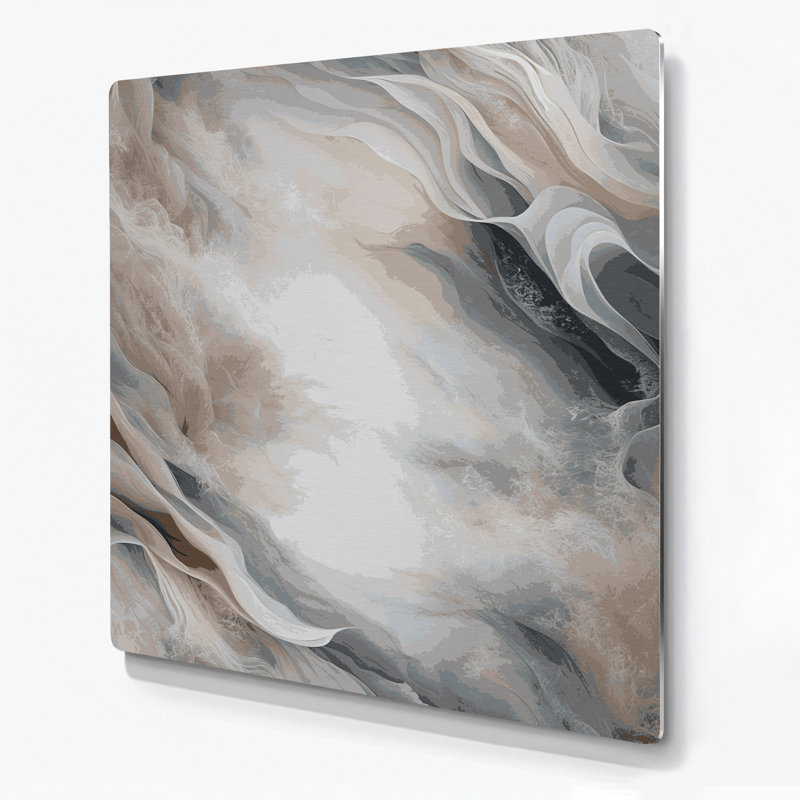 Abstrait paysage 79, art mural gris en métal