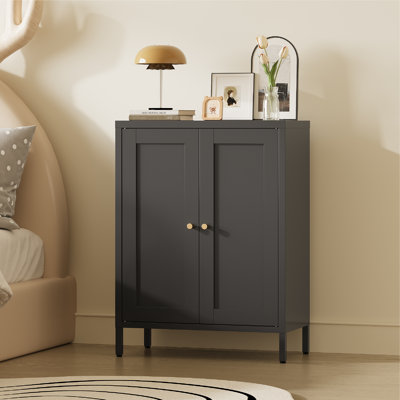 31.5" Tall Metal Side Cabinet with 2 Doors and 2 Adjustable Shelves