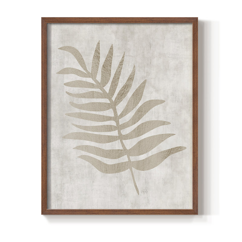 «Peaceful Palm II», reproduction encadrée - bois massif, Noir, Brun