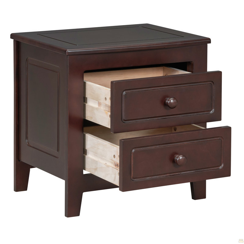 2-Drawer Nightstand,Bedside Table, Walnut