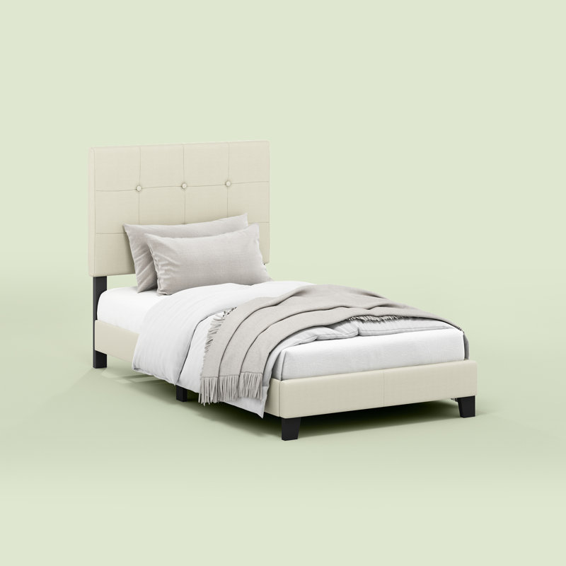 Magin Upholstered Platform Bed, Twin, Linen