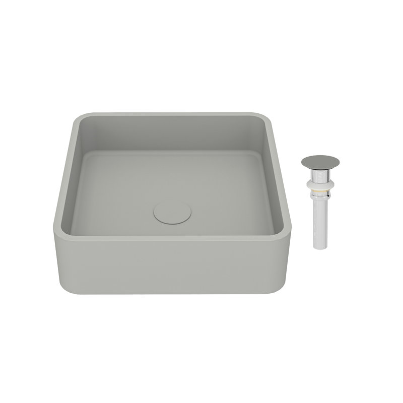 CASAINC Maple 15.35'' Concrete Square Bathroom Sink, Cold Concrete Gray