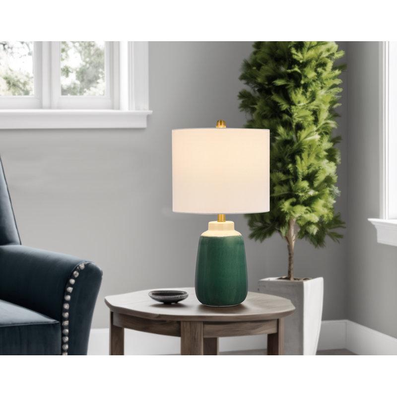 Lampe de table en céramique 100W Crotone avec abat-jour en tissu rigide